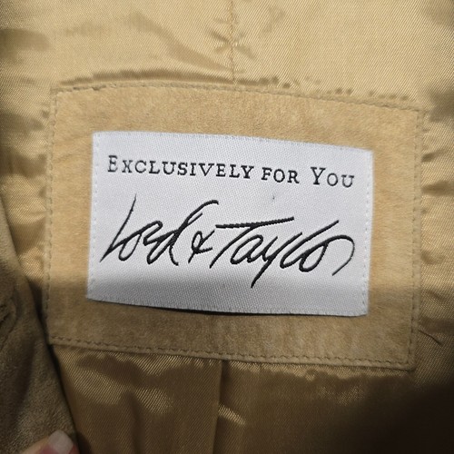 Lord and Taylor Jacket Womens Sz Small Beige Tan Suede Leather Laser Cutout - Picture 4 of 20