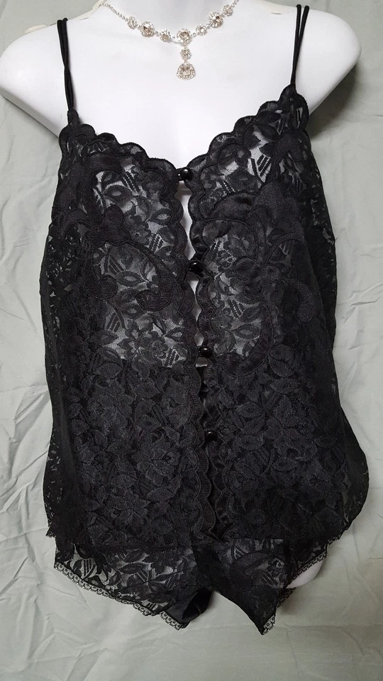 Woman Within PANTALÓN TAP CAMISOLA NEGRO Conjunto Encaje Sexy Mediano 40" BUSTO Foto 2 de 4