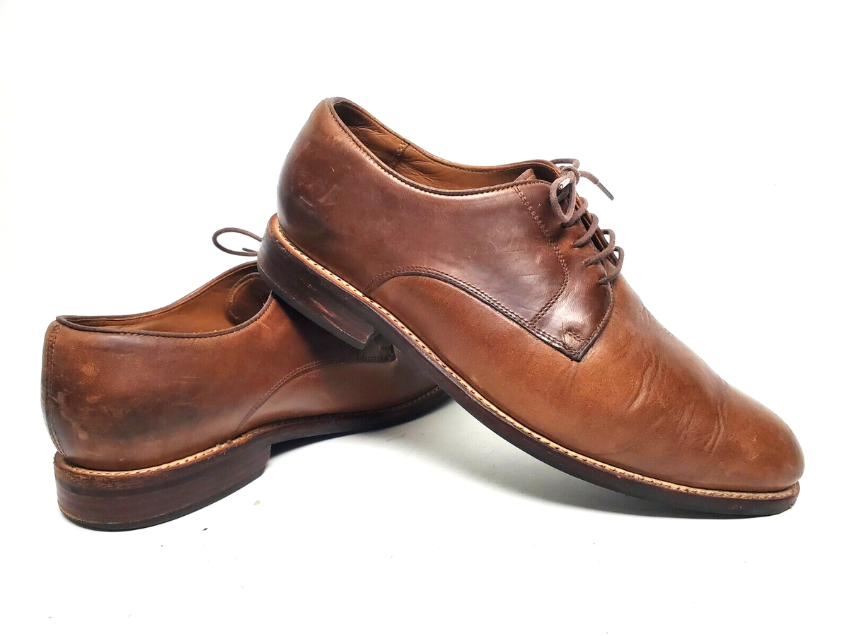 THURSDAY Statesman Brown Leather Plain Toe Derby Shoes Men display picture 1