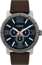 Timex Men's TW2U15300 Mod 44 Multifunction Brown/Blue Leather Strap Watch
