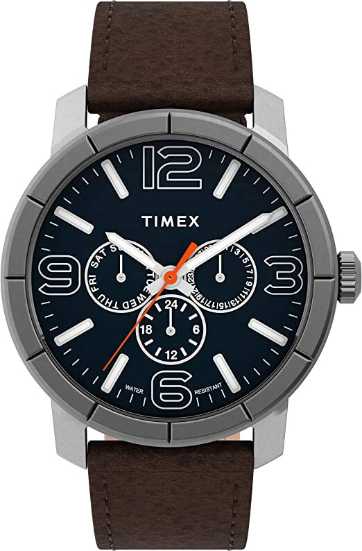 Reloj Timex Hombre TW2U15300 Mod 44 Multifunción Marrón/Azul Correa Cuero