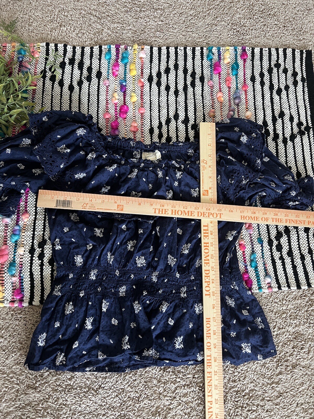 Universal Thread Navy Blue Eyelet Embroidery Flor… - image 7