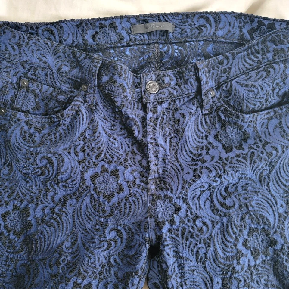 Pantalones ajustados de jacquard brocado azul 7 For All Mankind talla 30 stock #3105 Foto 4 de 4