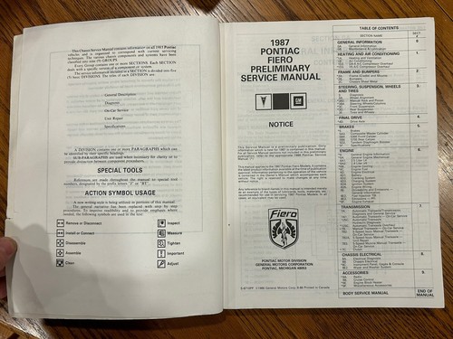 1987 Pontiac Fiero Service Manual OEM GM - Picture 4 of 4