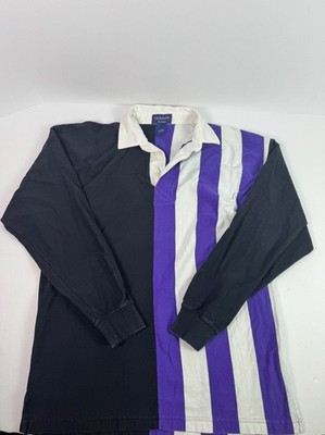Gant Rugger Long Sleeve Rugby Shirt Black Purple Stripe Size L