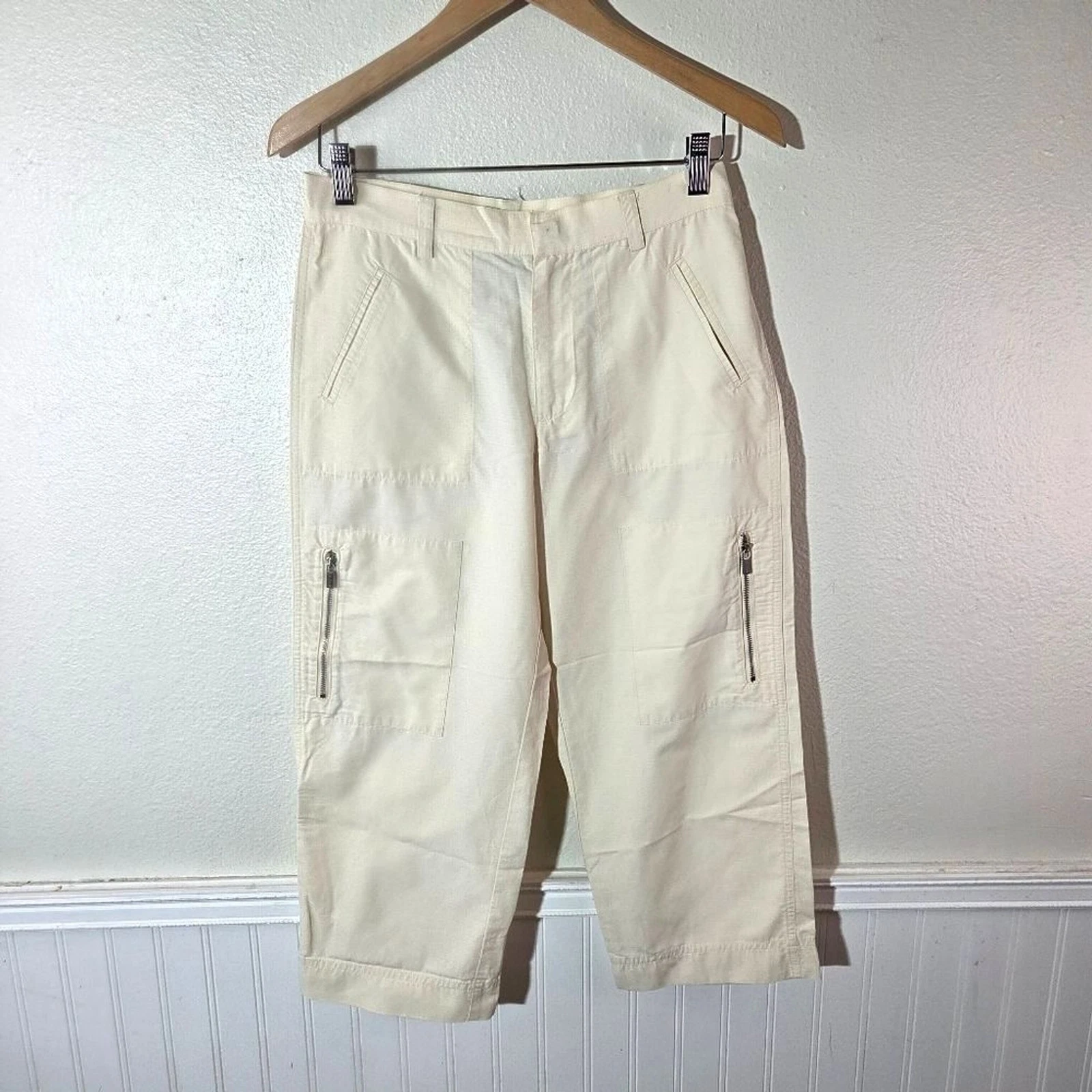Lauren Ralph Lauren Capri Nylon Cream Cargo Pants Size 4