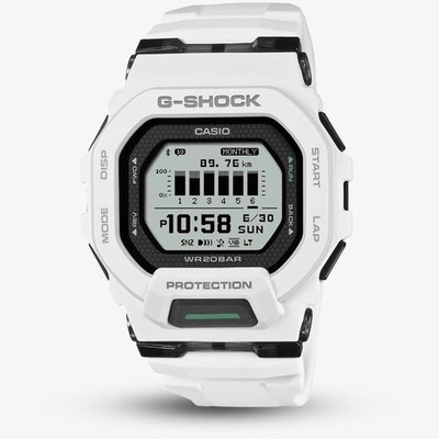 Casio G-Shock Herren Digitaluhr LED Zifferblatt weißes Armband GBD-200-7ER