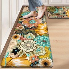 Kitchen Mats For Floor Cushioned Anti Fatigue Sets of 2 Boho Floral Kitchen R...