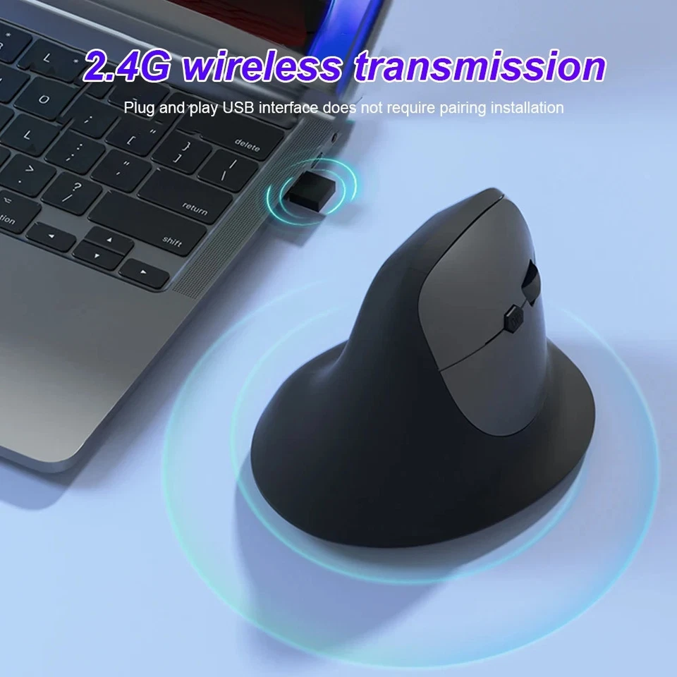 New Ergonomic Rechargeable Vertical 2.4G  Bluetooth Wireless Mouse - Image 3 of 4