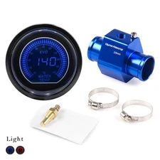 2" 52mm EVO Red&Blue LED Water Temp Gauge Meter w/28mm Joint Pipe Sensor Adapter