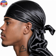 Veeta Superior Silk Durag - Smooth for Men & One Size, Black