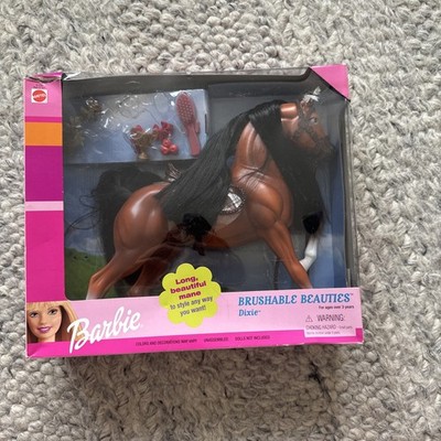 New 1999 Brushable Beauties Dixie Barbie Doll Horse Mattel 67035 Open Box