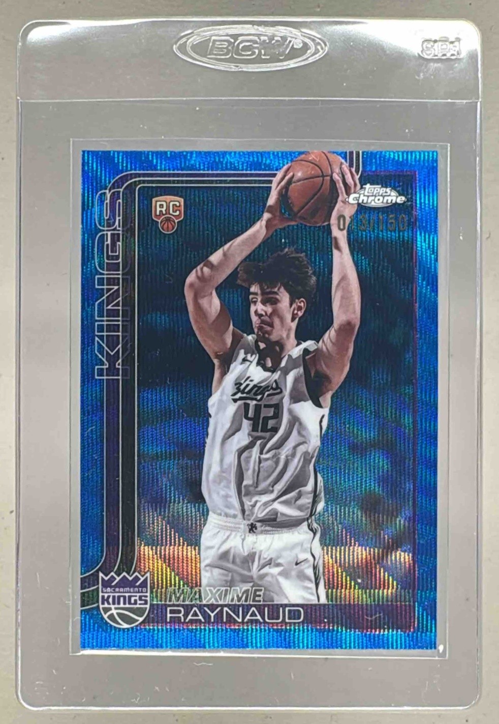 Maxime Raynaud 2025 Topps Chrome #293 Blue Wave Refractor Rookie RC 13/150