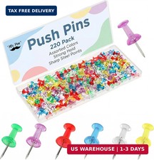 Mr. Pen- Push Pins for Bulletin Board, 220 Pack, Assorted Colors, Thumb Tacks wi
