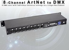 ArtNet DMX Interface, 8-Channel, 19" Rack, 1U Stage Lighting Network Control,...