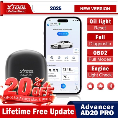 2025 XTOOL AD20 PRO All-System-Diagnosescanner OBD-Werkzeug Ölreset-Code-Leser