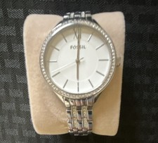 Fossil BQ3115 Women s Silver Tone Quartz Watch White Dial Gem-Set Bezel