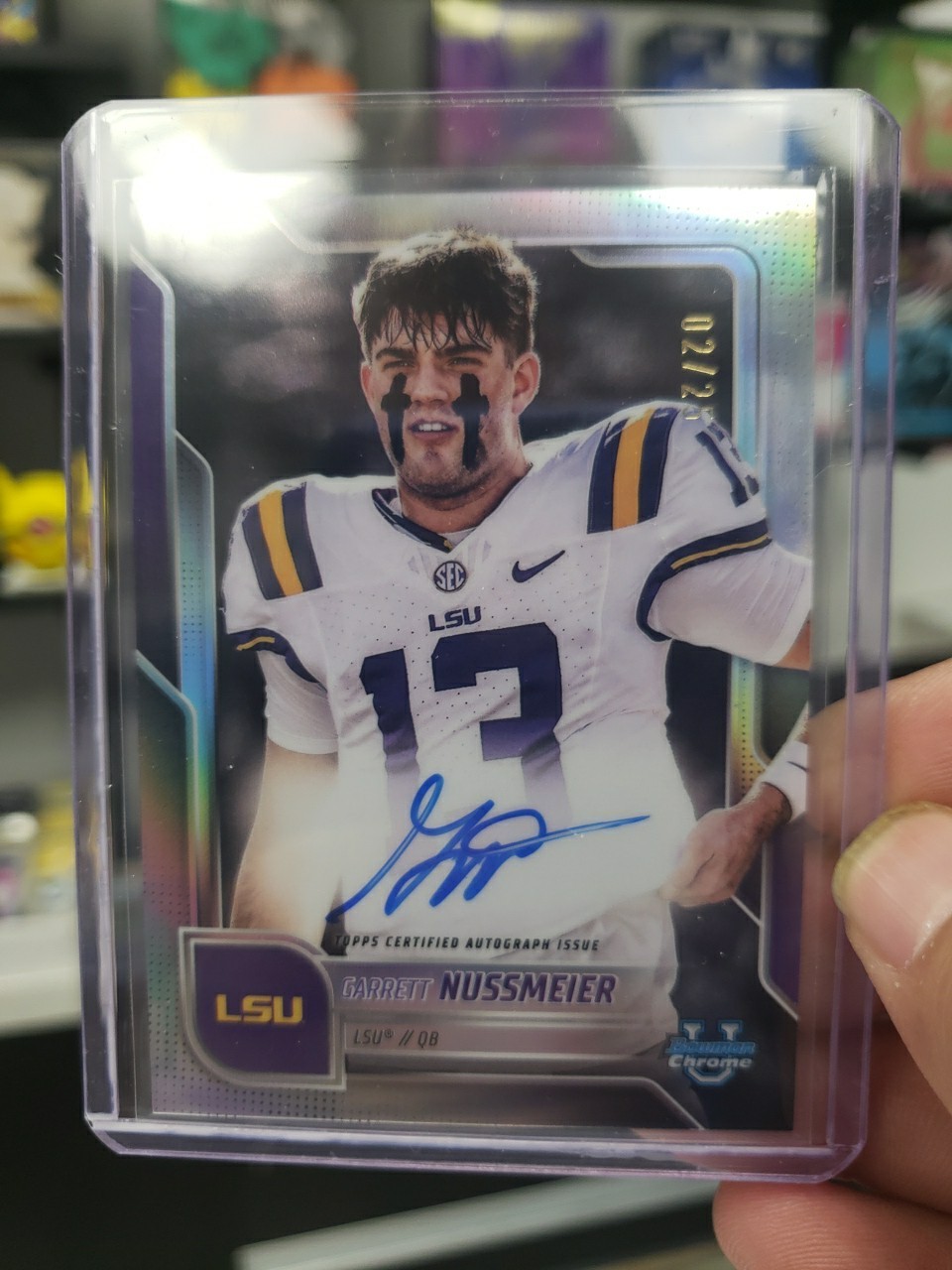 2025 Bowman Chrome U - Garrett Nussmeier Auto /25 Image Variation LSU Tigers NEW
