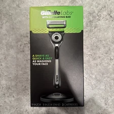 Gillette Labs Razor with Exfoliating Bar - 2 Cartridges + Stand -NEW - 5 Blades