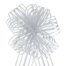 5pcs 4 Inch Large Pull Bows Gift Wrapping Bows Ribbon Organza Metallic Silver