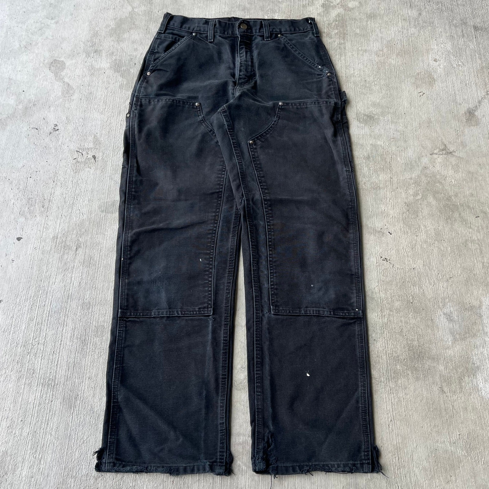 !!!!!Vintage Y2K distressed Carhartt black double knee work wear carpenter pants