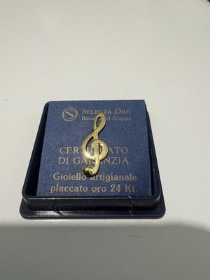 Spilla A Chiave Di Violino Con Strass E Zirconio - Elegante Accessorio Donna In Oro - 5