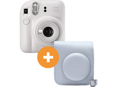 FUJIFILM INSTAX mini 12 Travel Set Sofortbild, Clay White 4260576531773 NEU OVP