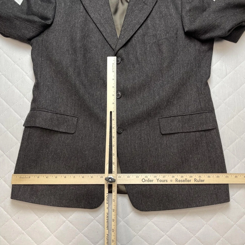 Brooks Brothers 346 Blazer Mens 43R Gray Wool Herringbone 3 Button Sport Coat - Image 3 of 4