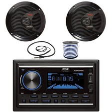 Pyle PLMR2DNBK 2-DIN Marine Bluetooth Receiver, 6.5" 150W Max Speakers 1 Pair 