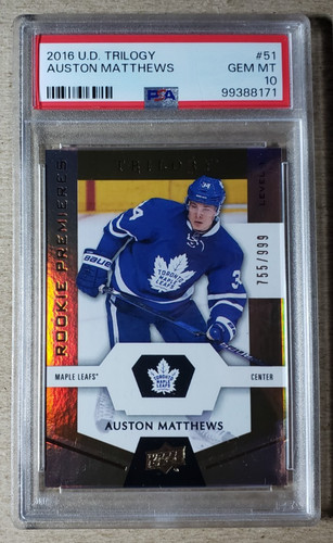 2016 Upper Deck Trilogy Auston Matthews RC /999 PSA 10 Maple Leafs Rookie #51