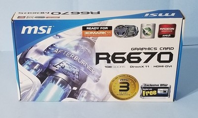 MSI AMD Radeon HD 6670 1 GB GDDR5 PCI-E Video Card R6670-MD1GD5