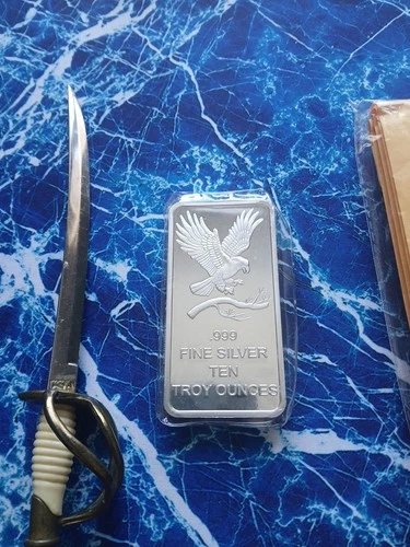 10 troy oz silver bullion bar .999