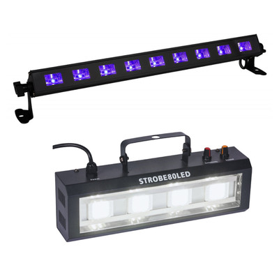 Thor LED Strobe 80 & UV LED Schwarzlicht Flutleiste Halloween Party Beleuchtung Konvolut