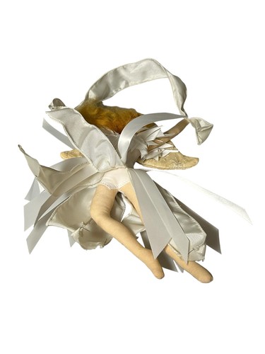OOAK Stuffed Cloth Hand Made White Angel Ornament with Ribbons - Picture 5 of 5