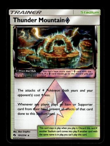 Thunder Mountain ◇ 191/214 Prism Star Rare Lost Thunder Pokemon Holo Near Mint