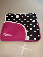 WEIGHT WATCHERS Black Pink Neoprene Organizer Case Tote Zipper Close Polka Dot