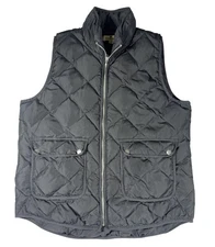 Woolrich Vest Mens Large Black Quilted Down Puffer Outdoor Pockets Sleeveless