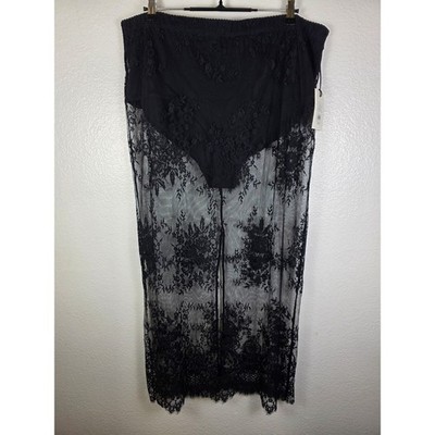 KBB by Kahlana Women's Black The Illusion Lace Midi Skirt Size 1X