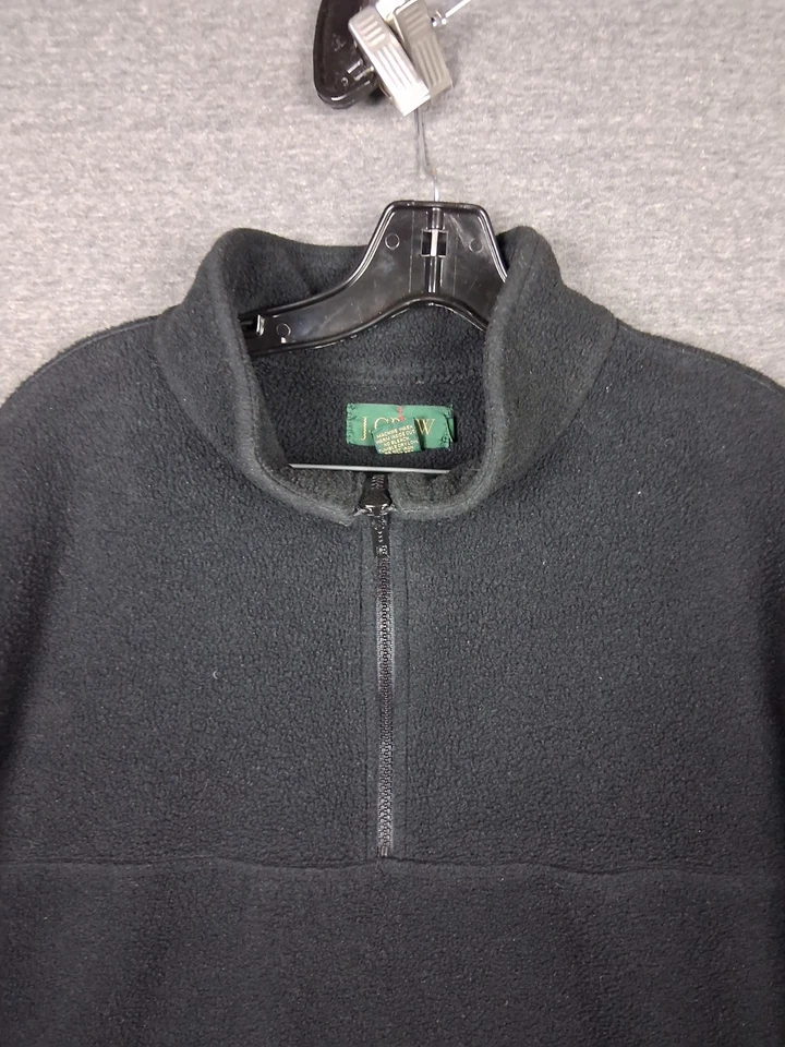 VTG J Crew Mens Jacket Large Black Pile Fleece 1/4 Zip Oarsman USA Made Vintage - Image 2 of 4