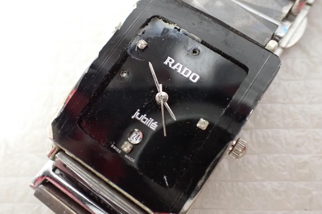 RADO Jubile 120.0281.3 Quartz Watch 4P Diamond Black Dial Silver