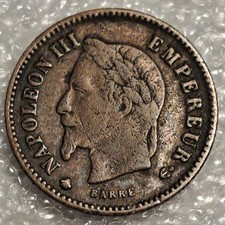 1867 A France 20 Centimes .835 Silver Coin