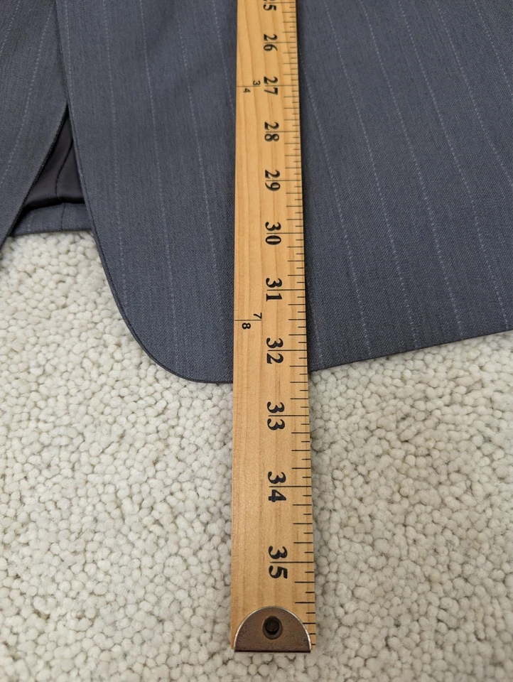 Joseph Feiss Suit 48S 40x27 Gray Wool Pinstripe 2 Piece Jacket Pants Set Pleated - Image 4 of 4