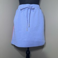 Entro Sporty Blue A-Line Mini Skirt with Tie Front Elastic Waist Size Small