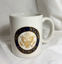 United States Congress Coffee Mug White Blue Gold 14oz Eagle Made in the USA