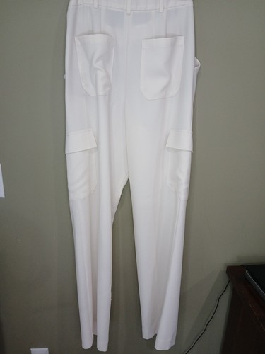 Express High Rise Size 6 White Trouser Pants Work Dressy Wide Leg Side Pockets - Picture 11 of 12