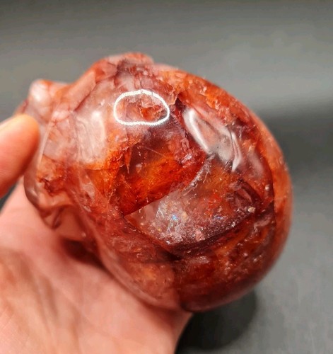 Red Fire Hematoid Quartz Crystal Skull, 609g - Picture 5 of 16