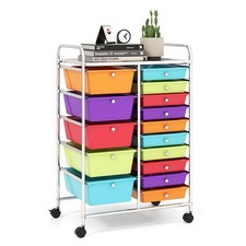 15-Drawer Rolling Storage Cart on Wheels, Art Supply Organizer with Metal Frame