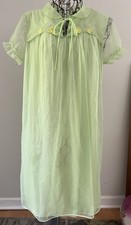 Women  s VTG Night Gown Sheer Overlay Nylon Baby Doll Lined M New USA