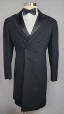 Antique Edwardian Mens Tailcoat Black Wool Formal w. Satin Lapels Dated 1905