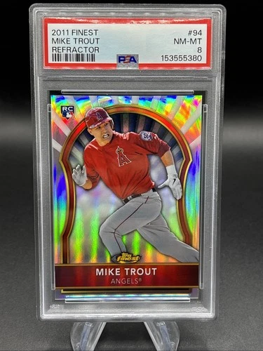 2011 Mike Trout Finest Baseball Rookie Refractor /549 PSA 8